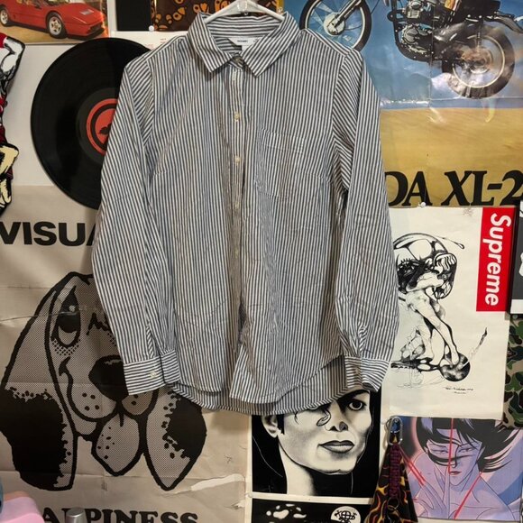Black and white striped button up shirt - Picture 1 of 4